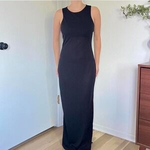 Elegant Black Sleeveless Minimalist Sheet Column Dress‎